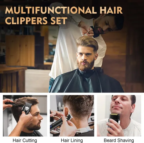 Miniatura 7 de Suttik Juego de cortapelos profesional para hombres, kit de peluquería y recortadora, afeitadoras eléctricas de aluminio para hombres con estuche