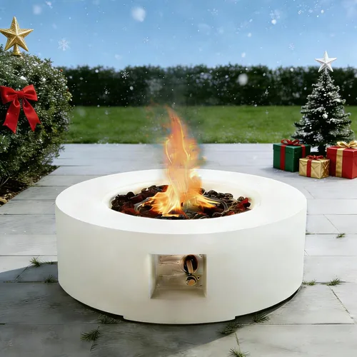 Miniatura 16 de ECOTOUGE Mesa de cubierta de tanque de propano, 15.5 pulgadas para mesa de fuego, mesa oculta cilíndrica para exteriores para fogata de gas