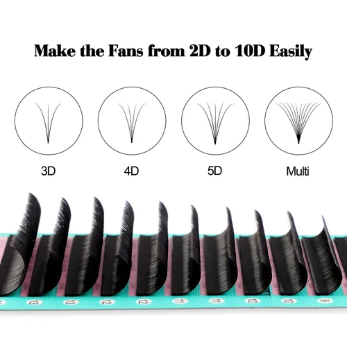 Miniatura 3 de Extensiones de pestañas Easy Fan, curvatura D, grosor de 0.03 mm, volumen rápido 3D, 4D, 5D, 6D, 7D, 10D, autoaplicables, volumen ruso, individuales