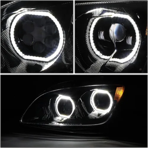 Miniatura 5 de DNA MOTORING HL-HAY-013-BK - Par de anillos de halo LED duales, señales de giro secuenciales, faros delanteros para proyector de haz alto/bajo, Negro