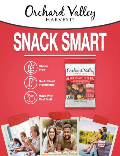 Miniatura 4 de Orchard Valley Harvest - Heart Healthy Blend, bolsas de 1 onza (paquete de 15), almendras, arándanos, nueces y garbanzos, sin gluten, sin OMG, sin