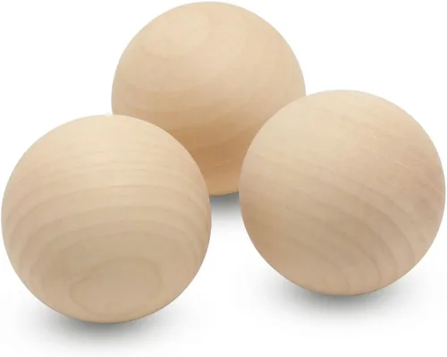Miniatura 10 de Bolas redondas de madera de 3-1/2 pulgadas para manualidades, bola de madera dura de abedul redonda sin terminar y lisa, y esfera de madera, por