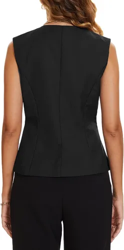 Miniatura 4 de MINTLIMIT Chaleco para mujer, totalmente forrado, con botones, cuello en V, formal, con bolsillos