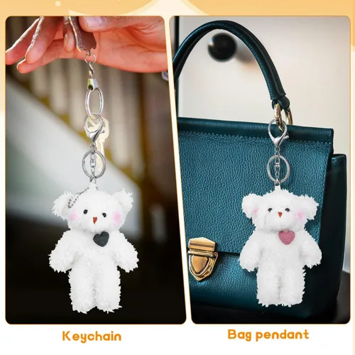 Miniatura 3 de NUOBESTY 2 llaveros de oso de peluche, bonitos dijes para bolsa de oso de peluche con corazón de osos suaves para bolso, mochila, bolso, llaveros a