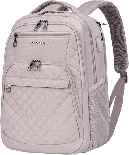 Miniatura 9 de KROSER Mochila de viaje para laptop, Acolchado, negro, 17 pulg., Moderno