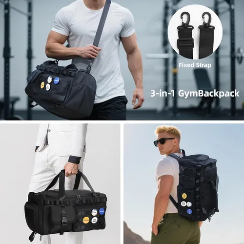 Miniatura 2 de Bolsa de gimnasio para hombres y mujeres con compartimento para zapatos, bolsa de lona convertible y mochilas de gimnasio, bolsa de gimnasio