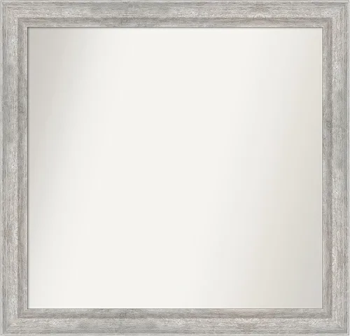 Miniatura 503 de Amanti Art Espejo de baño plateado para sobre fregadero, 23 x 23 pulgadas, espejo cuadrado plateado en ángulo, marco de madera moderno medio, se