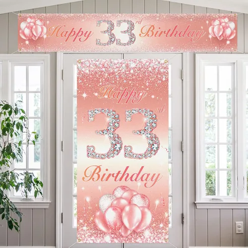 Miniatura 25 de Juego de carteles largos de feliz cumpleaños 10 para puerta, porche, decoración de cumpleaños de 10 años para niñas, suministros de fiesta