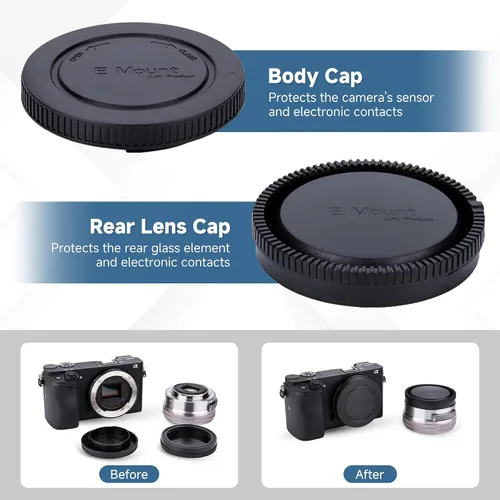 Miniatura 4 de JJC Kit de Tapa de Cuerpo y Tapa de Lente Posterior E-Mount para Sony A7 A7II A7III A7IV A7V A7S II III A7R II III IV A7RV A7CR A7C II A6700 A6600