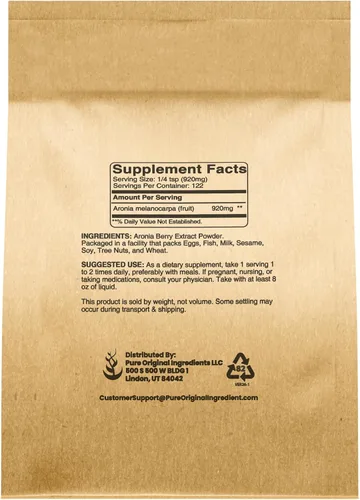 Miniatura 2 de PURE ORIGINAL INGREDIENTS Aronia Berry Powder (4 oz) Extracto de suplemento de frutas, siempre puro, sin aditivos ni rellenos