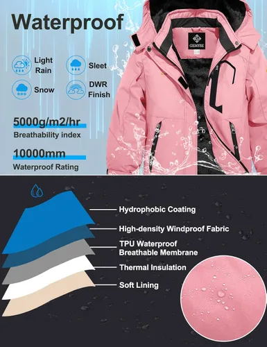 Miniatura 4 de GEMYSE - Chaqueta de esquí impermeable y resistente al viento con capucha, para niña