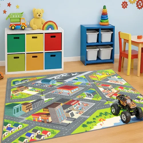 Miniatura 20 de KC Cubs 8x10 Mapa de Estados Unidos de EE. UU. Alfombra de Coches de Juguete para Carretera – Alfombra de Juego Educativa para Niños, Pequeñines