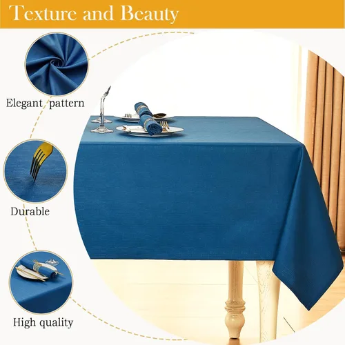 Miniatura 2 de Mantel rectangular de lino texturizado impermeable y sin arrugas, mantel de granja resistente a las manchas, mantel decorativo de tela para mesa