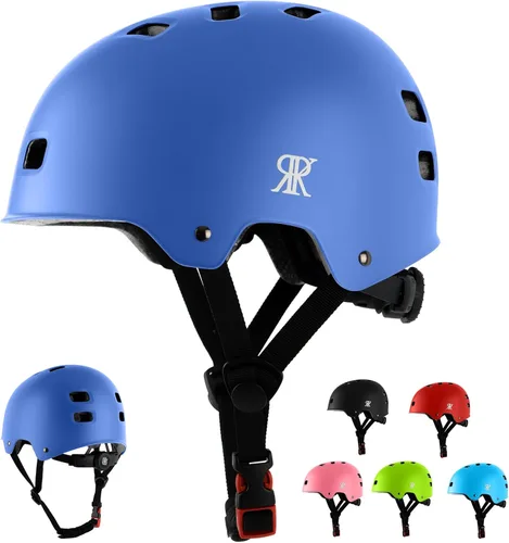 Casco de bicicleta para jóvenes y niños, casco de bicicleta y patineta para edades 5-8-10-12-14 años niños y niñas adolescentes, ajustable y Azul