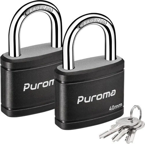 Miniatura 16 de Puroma Candado con llave con 2 llaves iguales, cerradura de casillero de 7/8 pulgadas, cerraduras de alta resistencia para puerta, cerrojo, caja