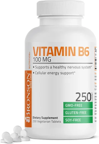 Miniatura 3 de Bronson Vitamina B6 100mg Suplemento Premium de Vitamina B6, 250 Tabletas