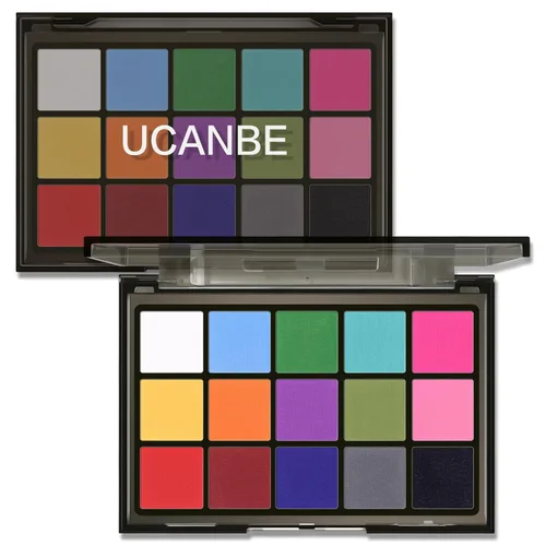 Miniatura 22 de UCANBE Paleta de sombra de ojos ahumada en negro, 15 colores de sombras de ojos oscuras brillantes mate metálicas, kit de sombras de ojos altamente