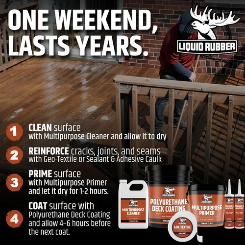 Miniatura 6 de Liquid Ruber - Revestimiento de poliuretano para cubiertas y muelles, fácil de aplicar, sellador resistente a los rayos UV, uso interior y exterior
