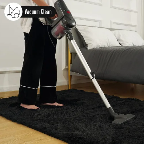 Miniatura 5 de Amearea Alfombra suave y esponjosa de alta calidad, alfombra shag moderna, 5.3 x 7.5 pies, alfombras de felpa mullida para sala de estar, Negro