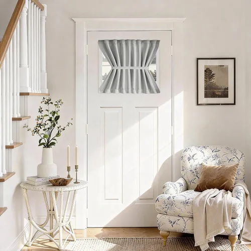 Miniatura 114 de Vatge - Cortinas autoadhesivas para puerta francesa, tratamiento de ventana con filtro de luz sin varillas ni perforaciones para puertas de cristal