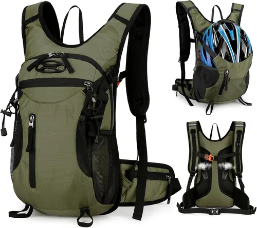 Mochila de ciclismo de 15L con hebilla para casco para hombres y mujeres, pequeña, impermeable, ligera, mochila de senderismo con correa para el