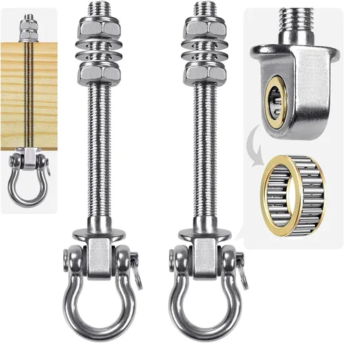 Miniatura 10 de SELEWARE Perchas de columpio resistentes con rodamientos, paquete de 6 – Accesorios de columpio de acero inoxidable para patio y parque infantil