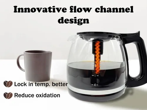 Miniatura 4 de Jarra de café universal de repuesto de vidrio de 12 tazas, compatible con múltiples marcas de cafetera, mango negro
