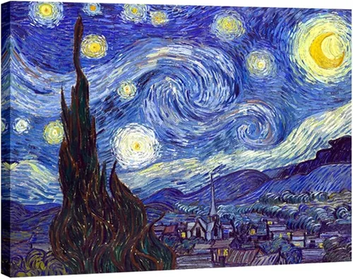 Miniatura 5 de Wieco Art Impresión en Lienzo de Noche Estrellada de Van Gogh Reproducción de Pinturas al Óleo Impresión en Lienzo Moderna Obra de Arte Imágenes