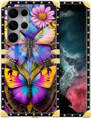 Miniatura 16 de Funda compatible con Samsung Galaxy S22 Ultra, funda protectora de TPU suave a prueba de golpes de 4 libélulas en la flor para Samsung Galaxy S22