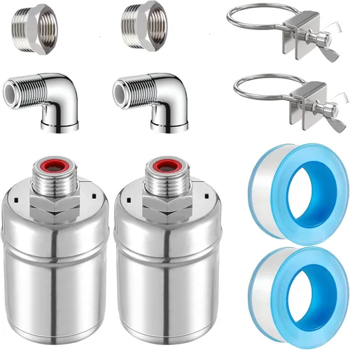 Válvula de flotador de agua automática de acero inoxidable de 2 piezas, conexiones dobles de 1/2 pulgadas y 3/4 pulgadas, control de nivel de agua