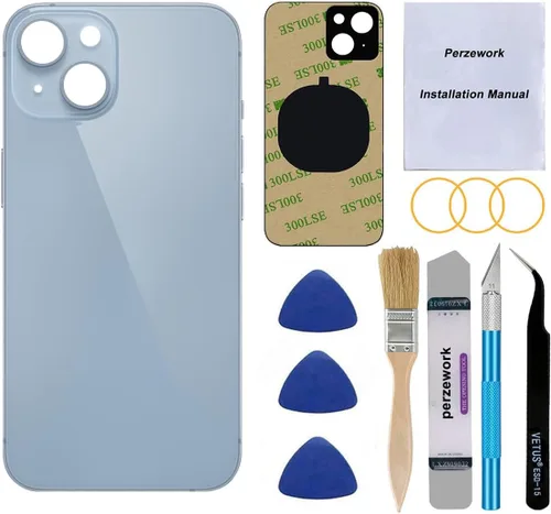 Reemplazo de vidrio trasero OEM para iPhone 14 6.1 pulgadas con kit de herramientas de reparación (azul)