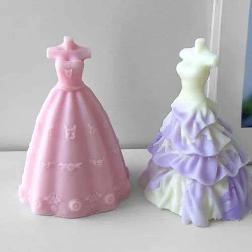Miniatura 3 de Vestidos de novia para novia, molde de velas, sin tirantes, sin mangas, faldas de noche, molde de silicona para jabón, cera de soja, resina epoxi