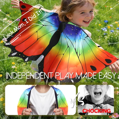 Miniatura 5 de iROLEWIN Alas de mariposa para niñas pequeñas a granel para niñas, alas de disfraces de hadas, juguetes de mariposa, regalos de fiesta, regalos