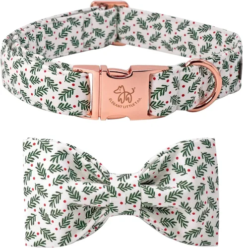 Miniatura 29 de Collar para perro Elegant Little Tail con moño, estampado de pepinillos, collar de moño lindo para perros pequeños eneldo
