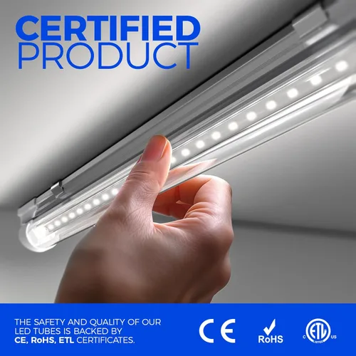 Miniatura 4 de Barrina T8 Luz LED para Taller 4 Pies, 40W 5500LM 5000K, Cubierta Transparente, Luces de Techo para Garaje, Lámpara LED en Forma de V, Luces