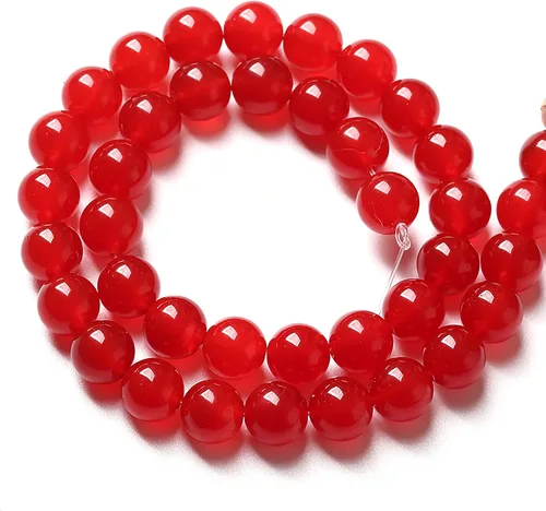 Miniatura 5 de Cuentas sueltas redondas de jade de calcedonia roja natural de 12 mm, 30 piezas, para hacer joyas, pulseras y collares DIY