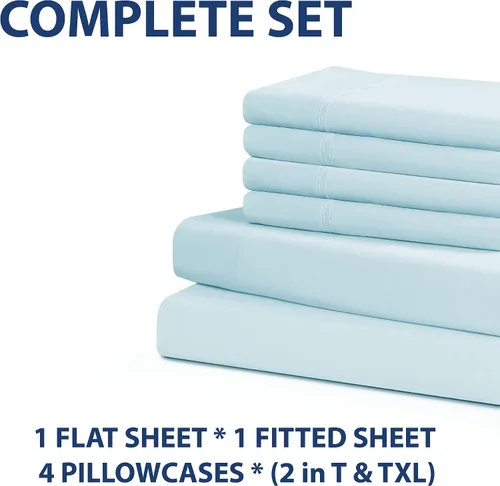 Miniatura 6 de Home Basics - Juego de sábanas de microfibra cepillada ultra suave de 4 piezas de 2.36 oz/m², hipoalergénico, individual, aguamarina