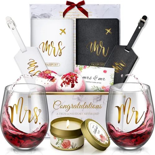 Yorktend Regalo de boda y compromiso para parejas: día de San Valentín, novia y novio, recién casados señor y señora, esenciales de luna de miel,