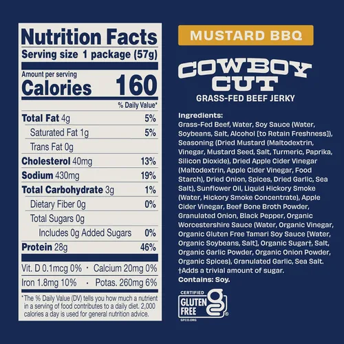 Miniatura 2 de Country Archer Bbq de carne seca de res alimentada con hierba, aperitivo de carne sin azúcar, paquete de bocadillos de proteína sin azúcar, sabor a