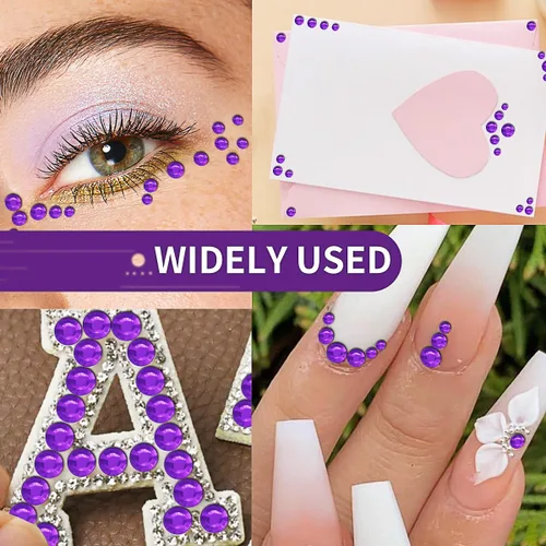 Miniatura 3 de 3090 calcomanías de gemas faciales para manualidades, autoadhesivas, color morado oscuro, joyas para el cabello con purpurina para la cara