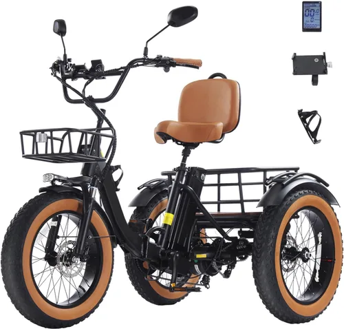 Electric Tricycle for Adults 750W(Peak 1350W) 48V15.6Ah Etrike 20"x4" Fat Tire Electric Trike 3-Wheel Aluminum Alloy Folding Electric Tricycle Max