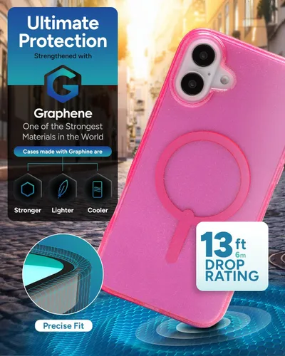 Miniatura 4 de ZAGG Milan Snap Case - Funda para iPhone 16 Plus, purpurina rosa, compatible con MagSafe, protección contra caídas de 13 pies, materiales Destellos