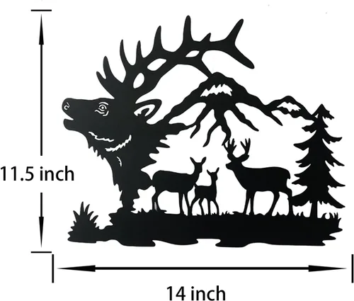 Miniatura 3 de NewVees Arte de pared rústico grande de 14 pulgadas, diseño de oso de ciervo negro, alce, decoración de caza, decoraciones para el hogar, baño