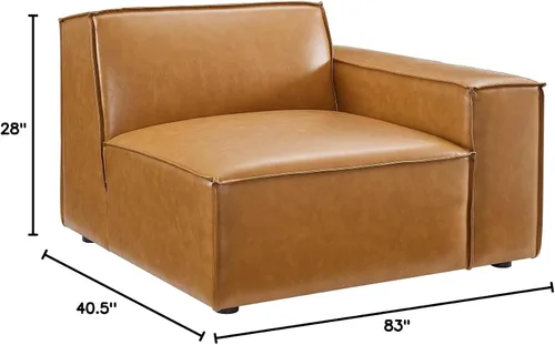 Miniatura 2 de Modway Restore - Sofá biplaza seccional de cuero vegano en color marrón