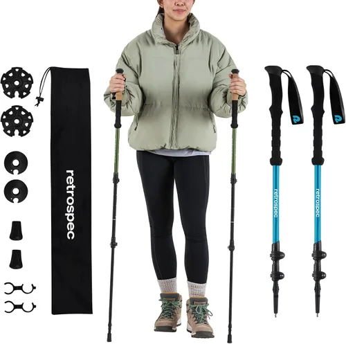 Miniatura 16 de Retrospec Solstice - Bastones de senderismo para hombres y mujeres, ajustables y plegables, ligeros, para caminar y trekking, aluminio con agarre