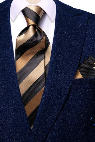 Miniatura 75 de Hi-Tie Corbata clásica de cachemira para hombre con pañuelo y gemelos a cuadros