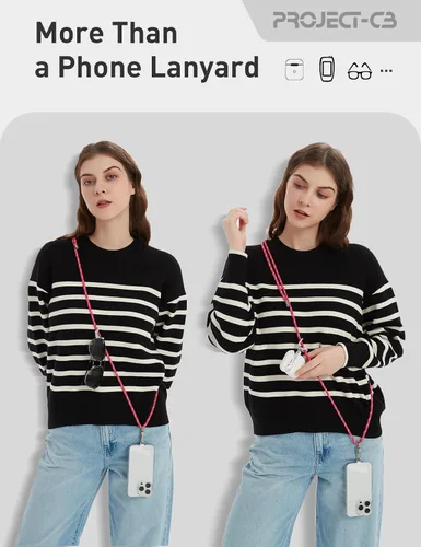 Miniatura 4 de Cordón para teléfono celular 1, Pestaña de sujeción para teléfono 2, Correa cruzada para teléfono, Cordones para alrededor del cuello, Correa Negro-b