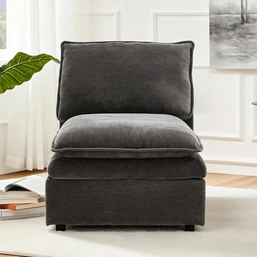 Miniatura 10 de Sofá Seccional Modular en Forma de L de 100", Sofá con Almacenamiento Otomano, Sofá Nube de Chenilla con Asientos Profundos y Mullidos para Sala