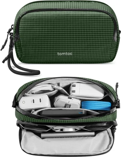 Miniatura 17 de tomtoc Organizador de Electrónicos Estuche de Viaje, Bolsa de Viaje Resistente al Agua Organizador de Cables para Artículos Esenciales, Estuche Verde
