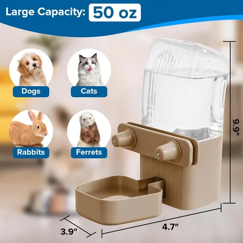 Miniatura 3 de Dispensador de agua de conejo de 50 onzas, dispensador de agua para perros por gravedad, botella de agua automática para hurones, gatos, perros